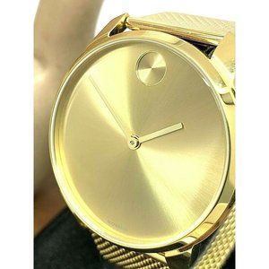 Movado Men's Watch 3600588 Bold Gold Dial Swiss Quartz S. Steel 42mm Mesh Band